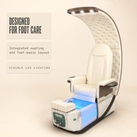 Station de pédicure avec bain de pieds, éclairage LED et fauteuil de salon pour soins professionnels des ongles