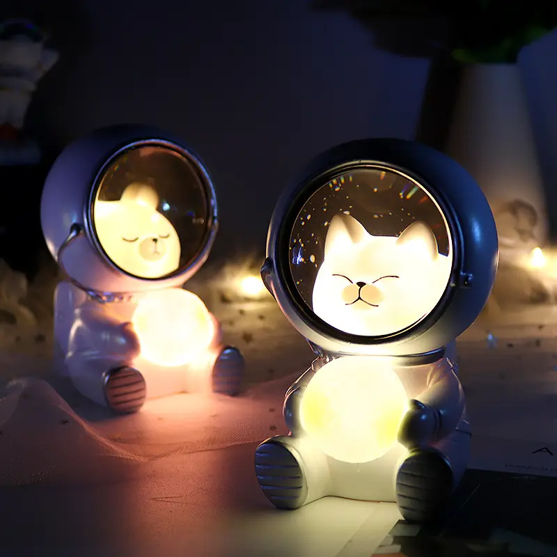 Vofull LED Moon Lamp Dog Cat Bear Night Light Cute Galaxy Guardian Pet Astronaut Night Light