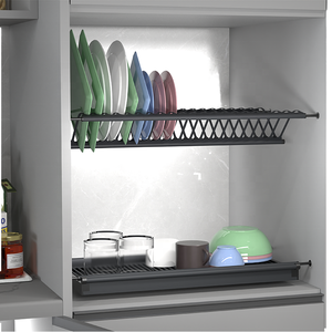 Modern 304 Stainless Steel 2-Layer Kitchen Cabinet Organizer <b>Rack</b> Accessory for <b>Dish</b> Storage Installation Cabinets - Product Image 1