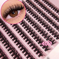 Cils en grappe 40D très populaires, 10 rangées, à segmenter soi-même, thermocollés, aspect naturel, en cheveux synthétiques, effet 3D, faux cils noirs