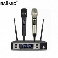 Microphone sans fil portatif Aoshen classique à 2 canaux avec suppression du bruit, léger, portée de 80 m, pour karaoké