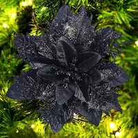 Tiges de fleurs de poinsettia scintillantes pour décorations d'arbre de Noël, élégantes décorations de fêtes pour couronnes, fleurs en matériaux sûrs