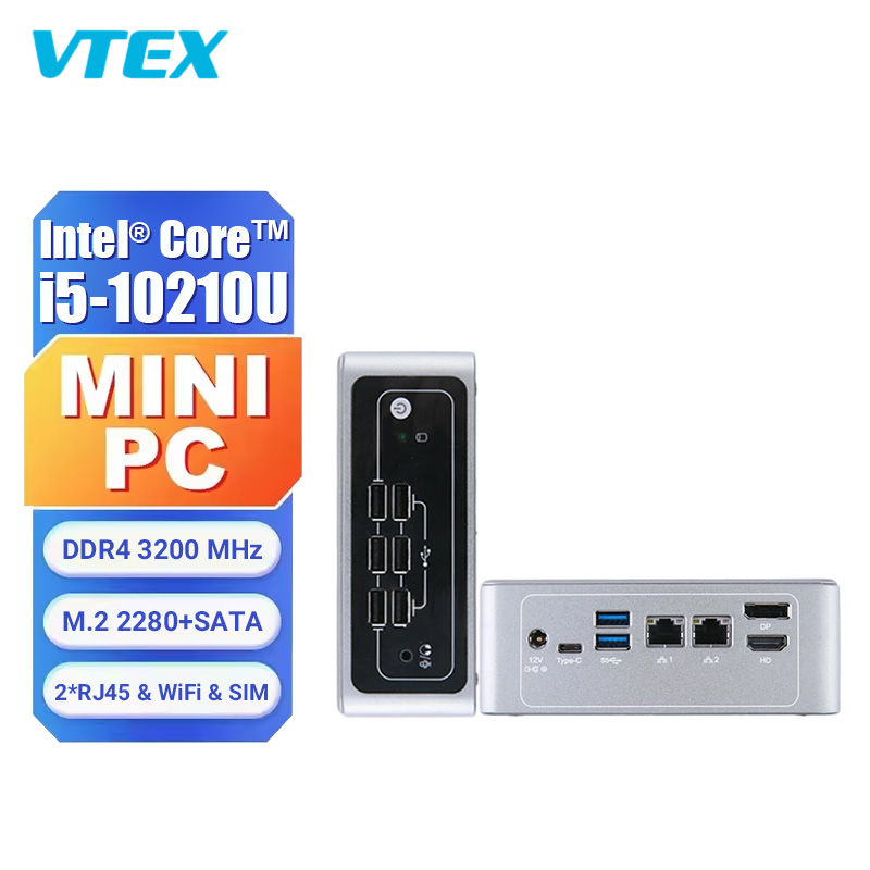 I5-10210U офисный 4G 5G модуль готовый мини-ПК тройной дисплей DP Type-C 2,5G LAN Linux Компьютеры Настенный мини-ПК Win 11