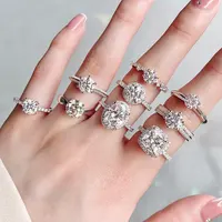 Rochime Kleine Business 14K 18K Vergulde Kubieke Zirkoon Diamanten Ringen Lab Grown Emerald Stone Ring 925 Sterling zilveren Sieraden
