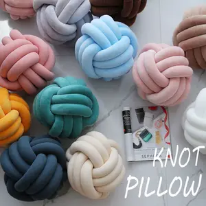 Super Soft Knot Bal Kussen Fluwelen Ronde Sierkussen Decoratieve Geknoopt Kussen Voor Thuis Sofa & Slaapkamer Decor