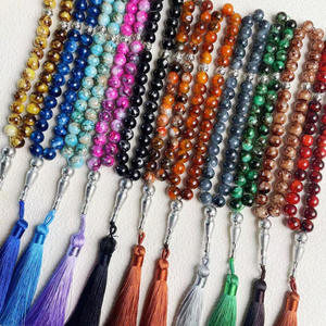 ลูกปัดแก้วขนาด 10 มม. จำนวน 33 เม็ด สร้อยข้อมือพู่ห้อยสำหรับสวดมนต์ของชาวมุสลิม ของขวัญรอมฎอน - Product Image 1