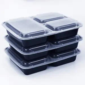 Monouso facile distribuzione di porzioni Bento-stile 3-vano contenitore di plastica per alimenti per il pranzo