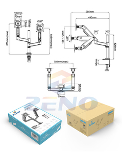 <span class=keywords><strong>Support</strong></span> de moniteur <span class=keywords><strong>double</strong></span> à ressort à gaz Zeno, <span class=keywords><strong>bras</strong></span> articulé pour écrans de 17 à 32 pouces, fixation <span class=keywords><strong>double</strong></span> écran, <span class=keywords><strong>support</strong></span> de bureau pour moniteur LCD <span class=keywords><strong>TV</strong></span> - Product Image 6