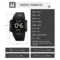 Montre de sport numérique SKMEI 2304 en ABS pour l'extérieur, étanche 50M, double fuseau horaire, lumière EL, chronographe, alarme, date, semaine, compte à rebours - Grande Vente