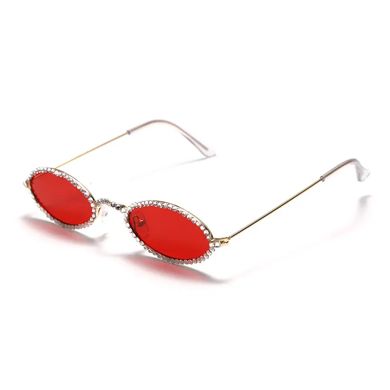 Kacamata Hitam Berlian Imitasi Penjualan Laris 2021 Kacamata Hitam Mewah Oval Kecil Trendi Lensa Laut