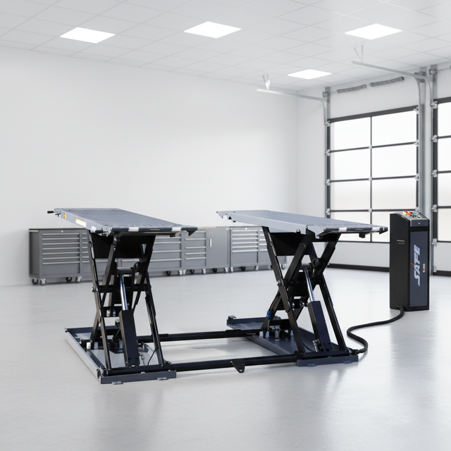 REACH SF-L3500 3.5T Double Cylinder Hydraulic Scissor Lift Mid Rise Car Lifting Machine with 12 Months Warranty
