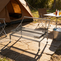 Extérieur pliant Portable Camping cour 180 degrés renversement charbon de bois Barbecue chauffage en acier inoxydable rotatif Flip BBQ Grill