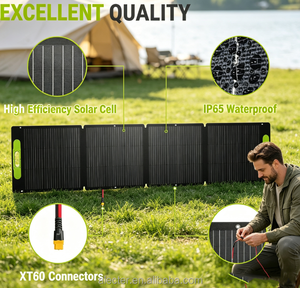 Kit de panneau solaire portable pliable 200W 12V avec support réglable, contrôleur MPPT 20A et câble de contrôleur 20FT 12AWG - Product Image 2
