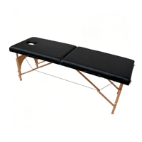 Table de massage portable à 2 sections, pliable, avec pieds en bois, lit de spa avec poignée de transport pour salon