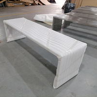 Nordische Moderne Design Gartenbank und Ottomane aus Edelstahl, Silber, Lange Eckbank für das Wohnzimmer