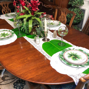 Manteles Individuales de Hojas de Plátano Artificiales Hawaianas, Elegantes, Impermeables, Verdes, para el Día de la Madre, Fiestas, Temática de Playa y Jungla, Tacto <span class=keywords><strong>Real</strong></span> - Product Image 4
