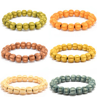 Bracelet en perles de bois colorées inspiré de la dopamine, fait main, minimaliste, polyvalent, vintage, unisexe, cadeau transfrontalier