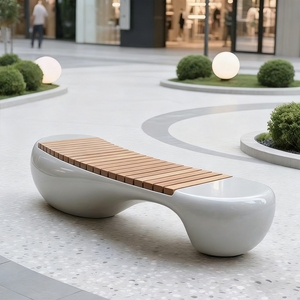 Y111 S Shaped Fiberglass Long <b>Bench</b> Nordic Modern Durable Eco-Friendly <b>Indoor</b>/Outdoor Hospital Waiting Chair Plant Mall School - Product Image 6