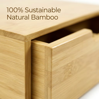 Organizador de Maquillaje de Bambú Premium con Cajón, Caja de Almacenamiento de Cosméticos y Joyas de 4 Compartimentos para Tocador