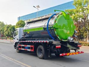 รถบรรทุกถังสุญญากาศ Dongfeng F7 ขนาด 10-12 ลูกบาศก์เมตร จากโรงงาน พร้อมประตูท้ายเปิดไฮดรอลิก ฟังก์ชั่นดูดและทำความสะอาดในตัว สำหรับส่งออก - Product Image 6