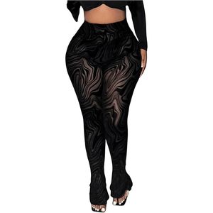 Leggings en maille transparente pour femmes RoseSeek, taille haute, coupe évasée, pantalon skinny, extensible, en spandex et nylon, imprimé par sublimation - Product Image 1