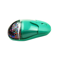 Souris filaire USB personnalisée en acrylique fantaisie avec liquide aquatique, motif animal, forme ovale, multicolores