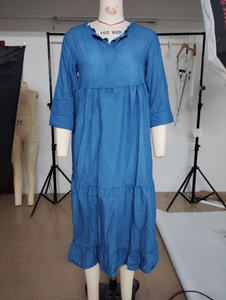 Nuovo Vestito Casual da Donna a Mezza Manica con Scollo a V, Ampio e Morbido, Tinta Unita, Lunghezza Media - Product Image 6