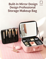 Nouvelle Trousse de Maquillage Portable 2024 avec Miroir et Lumière LED, Boîte de Rangement Cosmétique Détachable