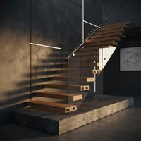 Escaliers Flottants Extérieurs Modernes en Acier Inoxydable de Haute Qualité avec Marches en Bois - Conception Écologique et Durable
