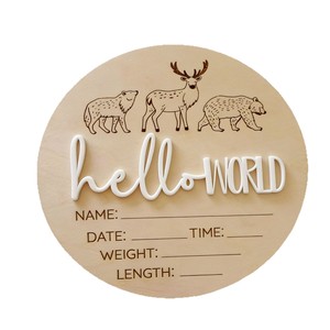 Haute qualité bienvenue nouveau-né bois nom signes en bois mur signe Plaque pour la maison salon décor bébé naissance annonce - Product Image 4