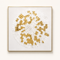 Cuadro Decorativo de Pared en Relieve 3D con Textura Dorada y Blanca, Arte Abstracto en Lienzo para Sala de Estar o Decoración de Hotel