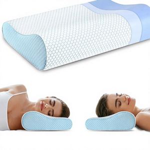 Oreiller cervical orthopédique en mousse à mémoire de forme avec housse respirante amovible pour dormeurs sur le côté, le dos et le ventre - Product Image 2