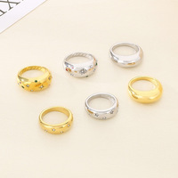 Bague en acier inoxydable à la mode avec diamants, style froid, géométrie circulaire, électroplaquée, bijoux pour femmes, vente en gros