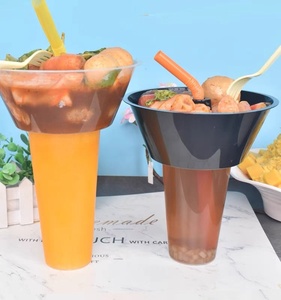 Biểu tượng tùy chỉnh 700ml 500ml Snack uống cup với nắp và rơm PP nhựa Takeaway Combo cup - Product Image 4