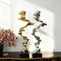 Sculpture abstraite en aluminium faite à la main de style Art déco pour l'entrée, le hall, le salon, le meuble TV - Décoration de sol pour la maison