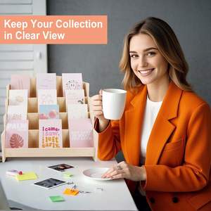 Expositor <span class=keywords><strong>de</strong></span> Tarjetas <span class=keywords><strong>de</strong></span> Felicitación <span class=keywords><strong>de</strong></span> Madera <span class=keywords><strong>de</strong></span> 4 Niveles, Organizador <span class=keywords><strong>de</strong></span> Pegatinas Color Madera, Estante para Postales, Fotos y Papelería - Product Image 4
