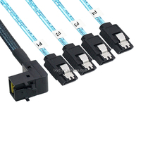 Câble de dérivation inversé Mini SAS HD SFF-8643 4 ports SATA 7 broches pour contrôleur HBA RAID de serveur, backplane HDD SSD – En stock