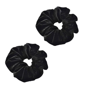 Chouchous en velours noir extra larges de 6 pouces, style euro-américain, élastiques à cheveux épais de qualité supérieure pour femmes - Product Image 1