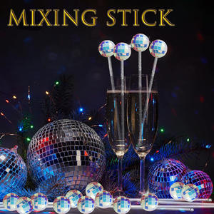 Pengaduk koktail bola cermin disko buatan tangan warna-warni pengaduk plastik <span class=keywords><strong>Cocktail</strong></span> bola disko kustom pengaduk kopi untuk peralatan Bar - Product Image 3
