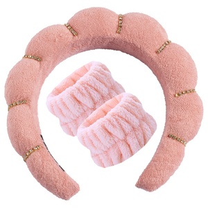<span class=keywords><strong>Bandeau</strong></span> de lavage de visage torsadé asymétrique fait main en tissu éponge, style européen et américain, pour le marché international - Product Image 3