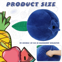 Bantal Lempar Buah Blueberry Simulasi Kustom dengan Daun, Boneka Peluk untuk Anak dan Bayi, untuk Tempat Tidur, Sofa, Boneka Blueberry Isi Dakron