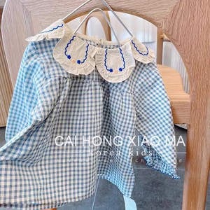 Tongxingyuan Girls Plaid Shirt Cotton Oxford Breathable Spring Autumn Set - Product Image 1