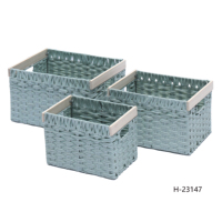 Paniers de rangement carrés en rotin PE avec poignées, petits, écologiques, modernes, pour armoire, boîtes de rangement polyvalentes pour jouets, maison, aliments
