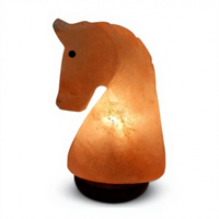 Lampe en cristal de l'Himalaya en forme de cheval, couleur rose unie, sculptée, style animal, bol naturel de haute qualité pour sel aromatique