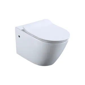 Peralatan sanitasi toilet tempel dinding toilet kamar mandi melengkung desain berbentuk D