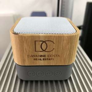 Altavoz Y Bocina Caixa De Som Parlantes Portatil Sound Box <b>Mini</b> Loudspeaker <b>Vintage</b> Sustainable square <b>Mini</b> Bamboo Wood Speaker - Product Image 6