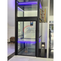 Lift Rumah Hidrolik Ascensor Para Casa 2 4 Lantai, Lift Kaca untuk Rumah Villa Hunian, Kapasitas 6 Orang