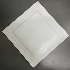 Matériaux de construction carrelage de plafond décoratif en PVC 3D, résistant à l'humidité et au son, taille 600x600mm