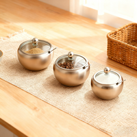 Gadgets de cuisine, boîte de rangement à épices en acier inoxydable 304 avec cuillère, pots à épices Village, sucrier avec couvercle en verre