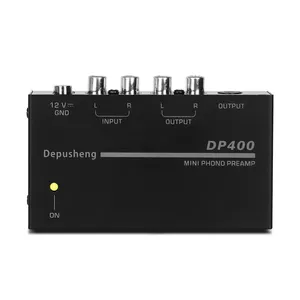 Depusheng-miniamplificador de auriculares DP400, 4 canales, Audio estéreo, adaptador de corriente de 12V